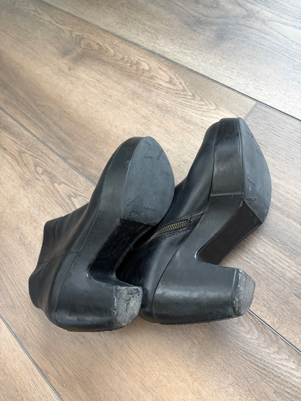 Black Platform Leather Ankle Boots - Picture 6 of 6